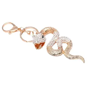 Grosir gantungan kunci ular hewan 3D promosi rantai kunci logam ular emas untuk pria Aksesori liontin perhiasan suvenir