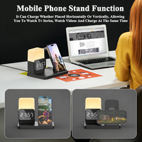 Beli Sekarang 6 in 1 15W Wireless Charging Stand dengan Lampu Malam LED Jam,  Bracket Pengisian Daya Multi Perangkat untuk Ponsel Jam Tangan Earbuds