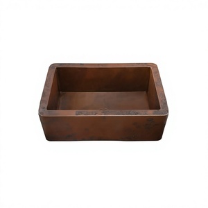 Évier de cuisine rectangulaire en cuivre vieilli martelé artisanal de conception antique avec évier de cuisine de finition martelé antique - Product Image 1
