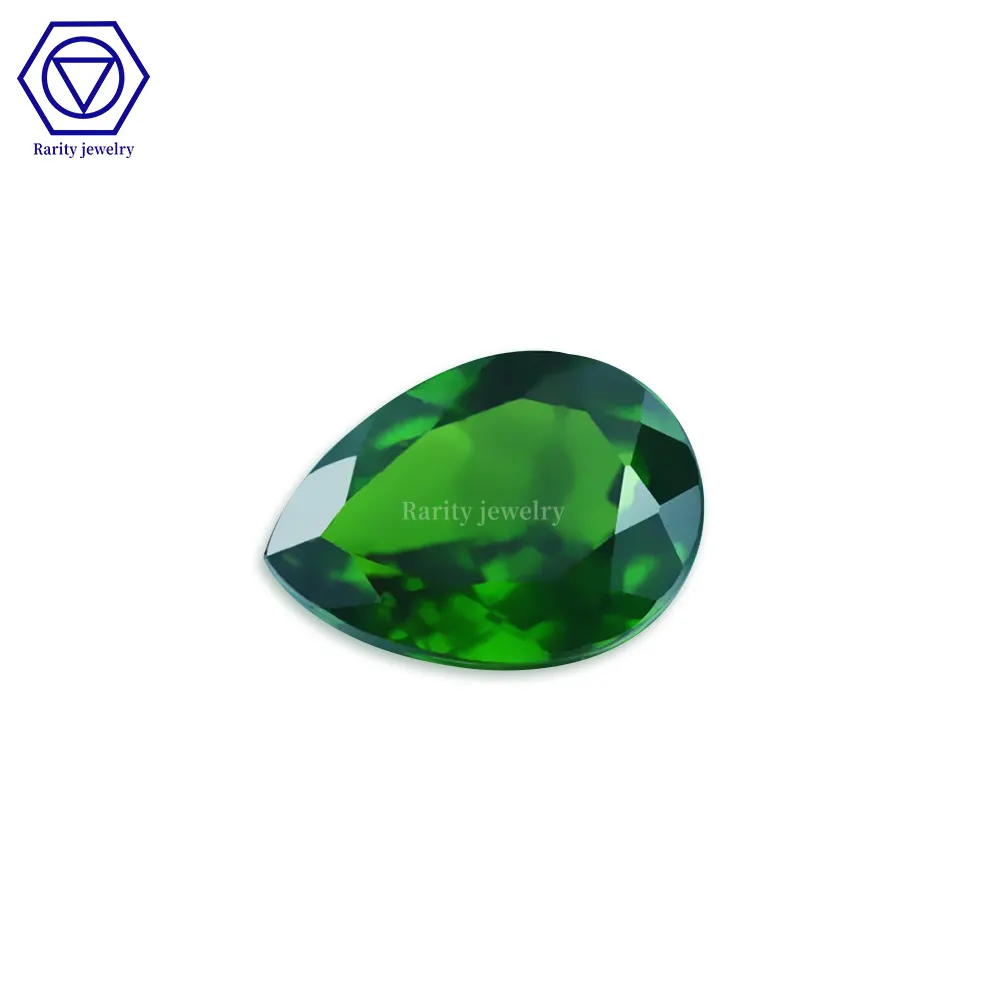 Rarity Natural green diopside pear-shaped ring surface color precious semi-finished products manufacturers wholesale