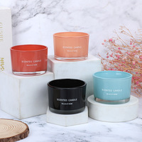 Vente en gros Récipient de pot à bougie en verre recyclé écologique Pot de tasse à bougie en verre aux couleurs de Noël