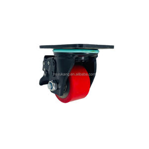 Profession elle Herstellung Kleine Hochleistungs-SWIVEL-Rolle mit niedrigem Profil 2 "rotes PU-Rad - Product Image 3