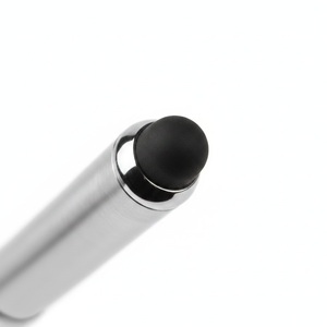 Premium Cylindrical Dual Function <b>Pen</b> with Silver Rose <b>Gold</b> Metal Upper and Woven Texture Black Barrel Stylus Writing Tip Custom - Product Image 6