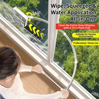 Nettoyeur de vitres double face à succès avec manche extensible en acier inoxydable, outil de lavage de vitres en microfibre, professionnel pour l'extérieur, OEM