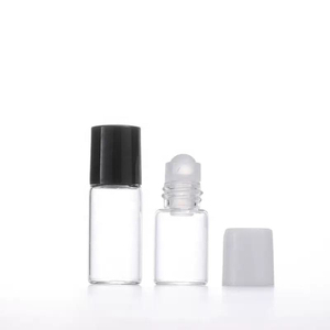 Botellas Portátiles de Vidrio Transparente con Rodillos de Acero Inoxidable para Perfumes y Aceites Esenciales - Product Image 1
