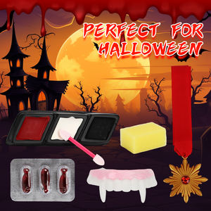 HW ชุดคอสเพลย์สัตว์ประหลาดทาสีร่างกายและใบหน้าชุดเทคนิคพิเศษฟันแวมไพร์เลือดปลอมฮาโลวีน - Product Image 5