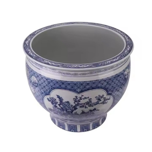 <span class=keywords><strong>Maceta</strong></span> de porcelana blanca azul China pintada a mano, <span class=keywords><strong>maceta</strong></span> grande con flor de pájaro, Tina grande de cerámica para plantas de interior al aire libre - Product Image 3