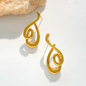Pendientes Geométricos para Mujer en Acero Inoxidable 316L Resistente con Diseño de Línea Irregular, Joyería de Moda Hipoalergénica - Product Image 4
