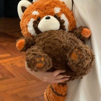 Peluche Panda Rouge Douce, Poupée en Peluche, Corps Orange Rouille, Marques Blanches sur le Visage, Idéale pour Crèche, Magasin de Cadeaux, Vente en Gros