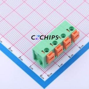 DB142V-7.62-4P-GN Spring Terminal Block Through hole Component (THT),P=7.62mm Connector 1x4P 7.62mm Green 4P - Product Image 1