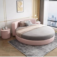 Lit rond au design simple, taille King et Queen, en tissu, double, moderne, luxueux, pour adultes, pour la maison, l'hôtel, la chambre à coucher, meubles