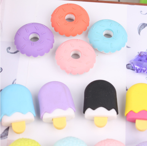 Gommes à effacer créatives en forme de desserts, lot de 4, cadeau fantaisie amusant pour enfant, mini sucettes et glaces en caoutchouc - Product Image 4