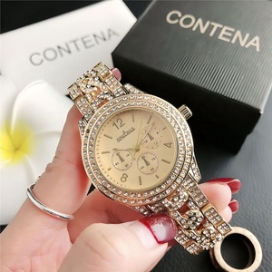 Montre chronographe pour femme en argent avec strass, bracelet en acier inoxydable, montre-bracelet de luxe pour femmes - Product Image 3