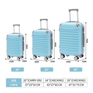 Factory Direct 20 Inch ABS Hardshell Durable Anti-Theft 4-Wheel Spinner Luggage Sky <strong>Blue</strong> <strong>Suitcase</strong> for Business Travel - Product Image 4