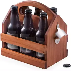 6-Pack Wooden Beer Carrier Tote Craft Box And Wall Signs Wood Crafts Boxes Signs Genre