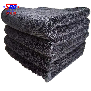 Serviette en microfibre bleue grise à poils longs pour le séchage de la voiture, vente en gros - Product Image 1
