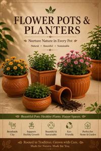 Premium Terracotta Clay Planters Handmade Natural Earthen Flower <b>Pots</b> for Indoor Outdoor Plants <b>Succulents</b> Herbs Garden Patio - Product Image 3