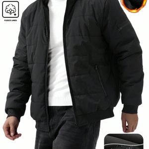 Chaqueta de plumón acolchada extragrande para hombre, estilo urbano, con logotipo bordado personalizado, cortavientos, impermeable, con cremallera y capucha. - Product Image 2