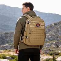 Sac à dos tactique camouflage Oxford grande capacité 45L étanche Lupu LP2145 avec fermeture éclair et cadre interne ergonomique