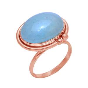 Bague en pierre précieuse aigue-marine de forme ovale véritable. Bague en argent sterling 925 plaqué or fournisseur de bijoux Casa De Plata - Product Image 4