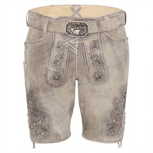 Shorts en cuir de chèvre véritable 100% de haute qualité pour hommes, style Lederhosen allemand, costume bavarois pour l'Oktoberfest, antique - Product Image 1