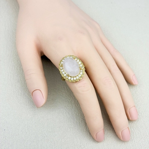 Anillo de Piedra Natural con Baño de Oro de 18K, Joyería de Moda, Anillos de Cristal de Amatista y Circonio para Mujer, Fiesta, Aniversario, Venta Directa de Fábrica - Product Image 5