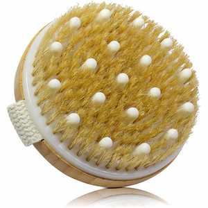 Cepillo de Masaje Corporal Ovalado de Madera Natural con Cerdas de Cobre, Exfoliante Largo para Uso en Seco y Húmedo, para Celulitis, Rostro, Piel, Baño y Hogar - Product Image 1