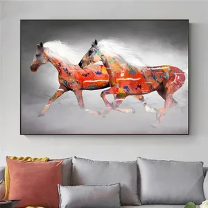 Laufendes Paar Pferd Tier Kunst Leinwand Malerei Moderne Wand kunst Poster Drucke Wandbilder für Wohnzimmer Home Cuadros Dekor