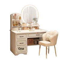 Table de toilette multifonctionnelle de luxe léger, coiffeuse moderne minimaliste avec miroir et armoire de rangement, mobilier de chambre