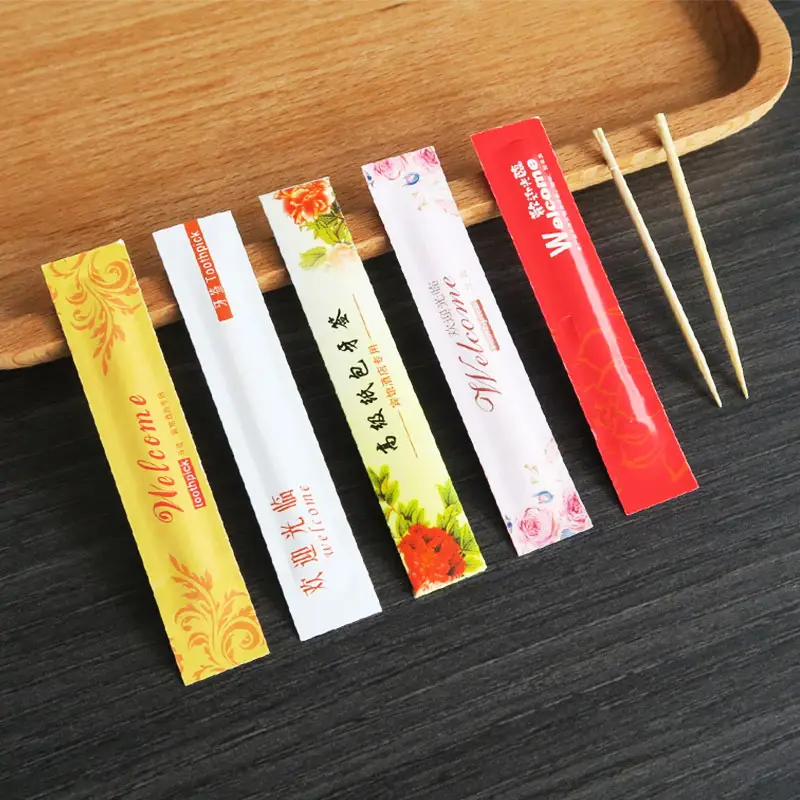 Custom cheap toothpicks individual packed hotel bamboo wooden toothpick chinese restaurant disposable bamboo toothpick with logo