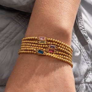 Custom 316L Stainless Steel 14k 18k Pvd Gold Plated Zircon Bead <b>Bracelets</b> Wholesale Colorful <b>Gemstone</b> <b>Bracelet</b> for Women - Product Image 3