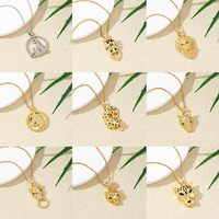 LUOYUNE Collier Pendentif Zircon Cubique Plaqué Or 18K Style Punk Hip Hop, Chaîne à Maillons Motif Léopard Animal Cool, Unisexe Quotidien