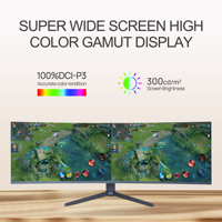 Monitor Gaming LED Curvo de 49 Pulgadas, 4K 5K 165Hz, Súper Ancho 32:9, Sin Marco, con Altavoces, para Hogar, Oficina y Negocios, OEM ODM