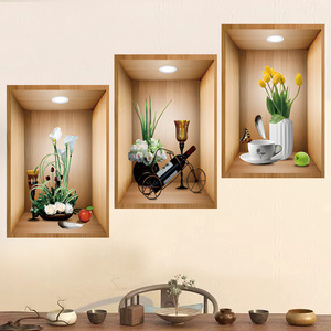 Decorazione della casa autoadesiva 3d vaso verde pianta vaso adesivo <span class=keywords><strong>da</strong></span> <span class=keywords><strong>parete</strong></span> <span class=keywords><strong>fiori</strong></span> carta <span class=keywords><strong>da</strong></span> parati - Product Image 2
