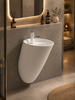Lavabo mural flottant de luxe moderne en céramique intégrale cristallisée, écologique et résistant à l'eau pour hôtels et hôpitaux