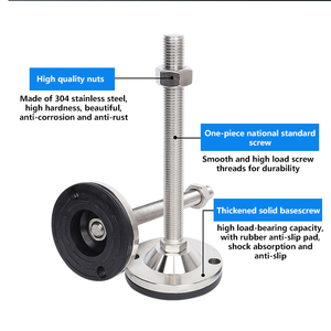 Pieds <span class=keywords><strong>de</strong></span> réglage en acier inoxydable robuste personnalisés, pieds <span class=keywords><strong>de</strong></span> nivellement réglables M16 avec coussin en caoutchouc TPU et base <span class=keywords><strong>de</strong></span> 100 mm <span class=keywords><strong>de</strong></span> diamètre - Product Image 2