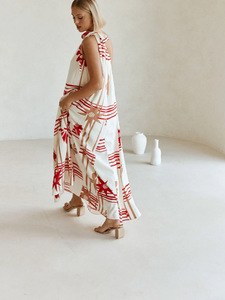 Luxury Fashion Beach Printed <b>Loose</b> Casual Off-shoulder Comfortable Long <b>Dress</b> - Product Image 5