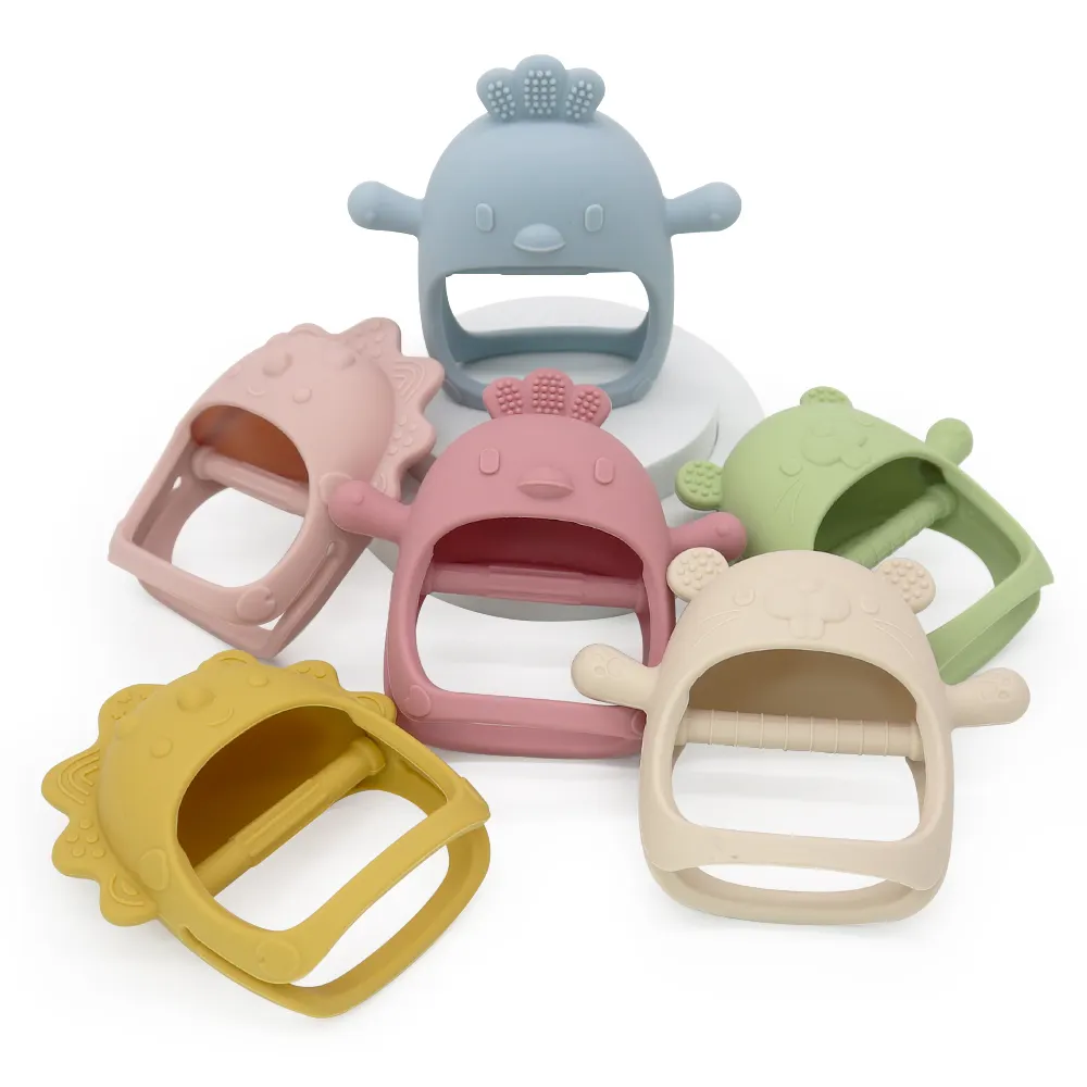 Amazon Top Seller New Arrival Anti-dropping Teething Massage Wrist Glove Toddler Chew Toy BPA Free Silicon Baby Teether Silicone