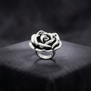 Women's Romantic <b>Open</b> Bloom Rose <b>Ring</b> by 925 Silver Vault - Product Image 3
