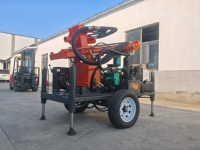 Petite plateforme de forage de puits d'eau sur roues de 230 m, plateforme de forage diesel montée sur remorque, plateforme de forage hydraulique à percussion pneumatique