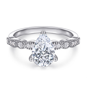 Anillo de plata de ley 925 con circonita cúbica en forma de pera, chapado en oro, elegante, ideal como regalo de boda o compromiso para mujeres. - Product Image 4