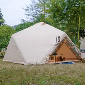 Barraca inflável quadrada inflável para acampamento ao ar livre, barraca de ar de lona de algodão 4x4 luxuosa, tamanho grande, à prova d'água