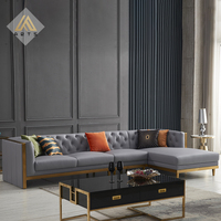 Sofá de Cuero Genuino en Forma de L, Estilo Chesterfield, Diseño Americano de Lujo para Sala de Estar, Gran Oferta