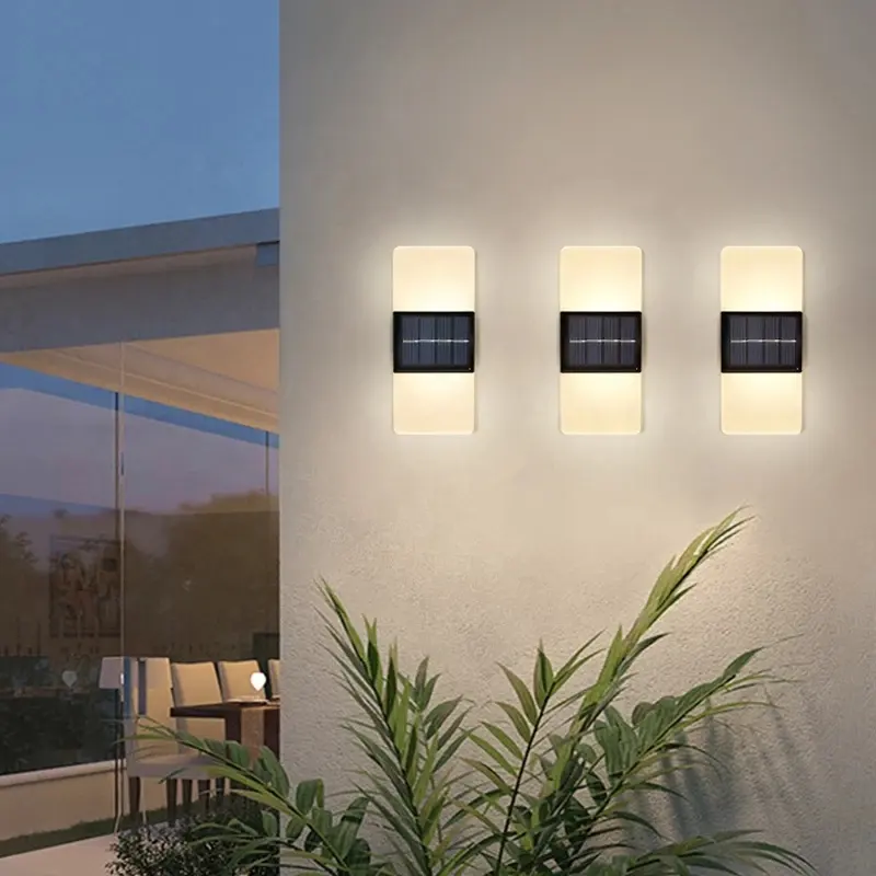 LED Porch Patio Door Entryway Sconce Exterior Acrylic Wall Lamp Landscape Lighting Modern Outdoor Solar Wall Light
