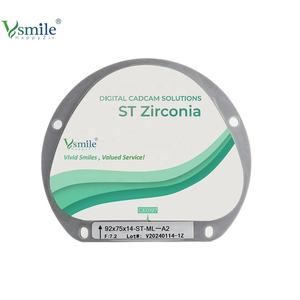 Vsmile 98-14mm Blocs de zircone dentaire pré-ombragés couleur ST, Matériaux pour fraiseuse CAD CAM, Disque brut certifié CE 1200Mpa - Product Image 3