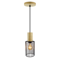 Lampe suspendue ronde en bois style Art déco contemporain, cage métallique, pour salle à manger, veranda, décoration intérieure, vente chaude
