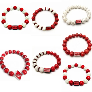 Braccialetto Elastico Personalizzabile con Perline e Lettera Greca Kappa, Moda Personalizzata per Fraternità - Product Image 1