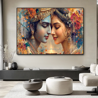 Art mural créatif, impressions numériques, peintures de portraits indiens, peintures en porcelaine cristalline avec cadres en alliage d'aluminium