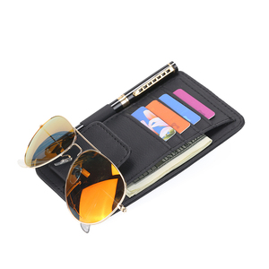Soporte de cuero para anteojos de coche, Clip, visera, estuche, accesorios interiores para almacenar gafas de sol, tarjeta, pluma, factura - Product Image 6