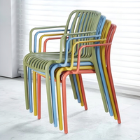 Ensemble de chaises de salle à manger d'extérieur avec dossier, empilables, en plastique, design moderne pour balcon, salon et salons de thé